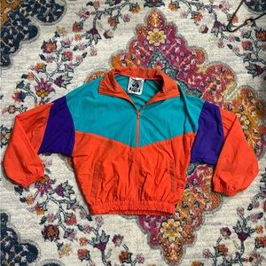 Vintage Dash Windbreaker Jacket Small mens Color Blocked Unlined Full Zip 90s